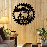 Custom Farmer Dad And Three Kids Hanging Out Metal Sign Laser Cut Metal Signs Custom Gift Ideas